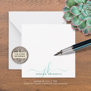 Modern Turquoise Script Monogram Minimalist Card