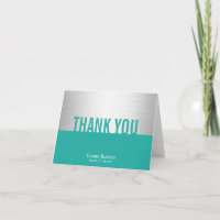 Modern Turquoise & Silver Makeup Artist Thank You