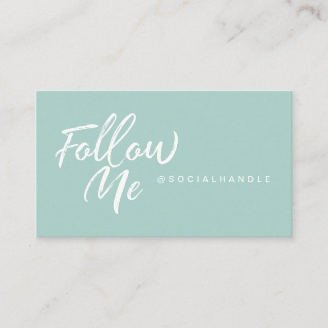 Modern Turquoise Social Media Follow Me Photo Business Card (Front)