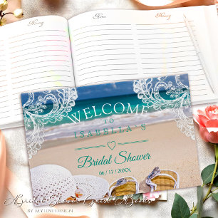 Modern Turquoise Tropical Beach Bridal Shower Guest Book