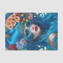 Modern Turquoise Victorian Woman Tissue Paper