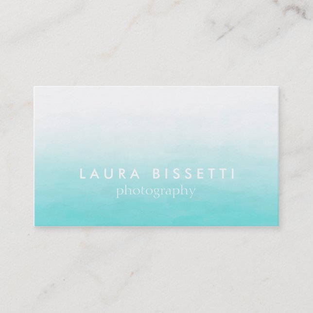 Modern Turquoise Watercolor Custom Business Card. Card (Front)
