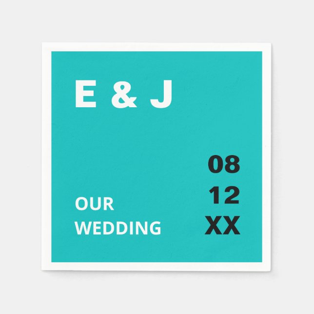 Modern Turquoise Wedding Napkins (Front)