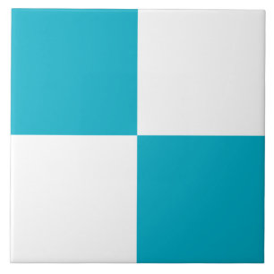 Modern Turquoise White Chequered Ceramic Tile