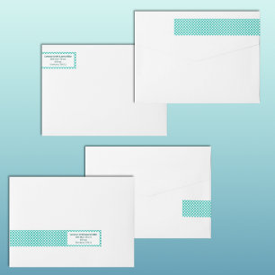 Modern Turquoise White Polka Dot Pattern Address Wrap Around Label