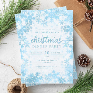 Modern Turquoise Winter Wonderland Christmas  Invitation