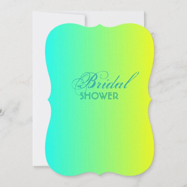 modern turquoise yellow green ombre bridal shower invitation (Front)