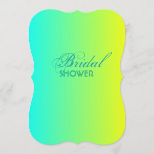 modern turquoise yellow green ombre bridal shower invitation