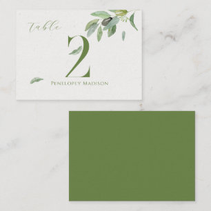 Modern Tuscany Olive Leaves Branch-Table Number Place Card
