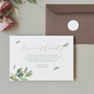 Modern Tuscany Olive Leaves Branch-Thank You Card