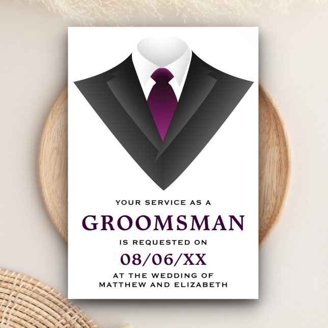 Modern Tuxedo Groomsman Request Invitation (Creator Uploaded)