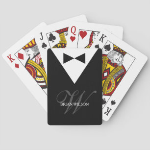 Modern Tuxedo Template   Elegant Monogram Poker Playing Cards