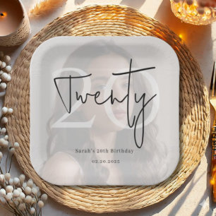 Modern Twenty 20th Birthday Party Plates
