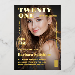 Modern Twenty One 21st Birthday Magazine Gold