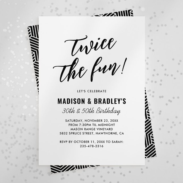 Modern Twice the Fun Double Birthday Invitation (Creator Uploaded)