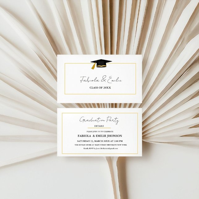 Modern Twin Graduation Name Card Insert Gold Frame (Creator Uploaded)