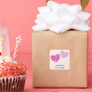 Modern Twin Hearts Congrats On Your Wedding Square Sticker