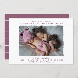 Modern Twin Photo Birth Announcement