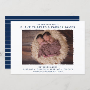 Modern Twin Photo Birth Announcement