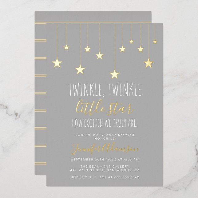 Modern Twinkle Little Star Baby Shower (Front/Back)