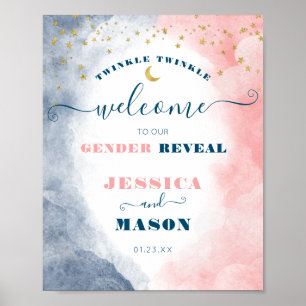 Modern Twinkle Twinkle Gender Reveal Welcome Sign