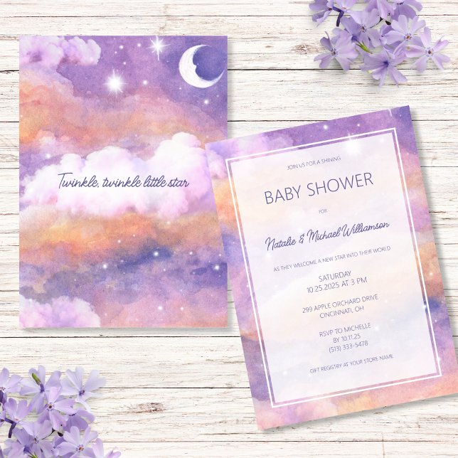Modern Twinkle, Twinkle, Little Star Baby Shower Invitation (Creator Uploaded)