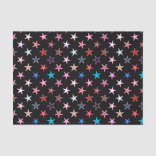 Modern Twinkling Stars, Jewel Colours on Black Tissue Paper
