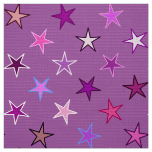 Modern Twinkling Stars, Violet, Plum and Pink Fabric