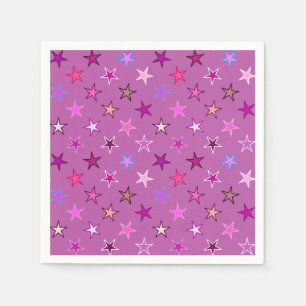 Modern Twinkling Stars, Violet, Plum and Pink Napkin