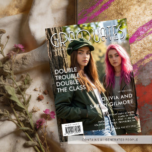 Modern Twins Graduation Magazine Cover TMF26 Acrylic Invitations