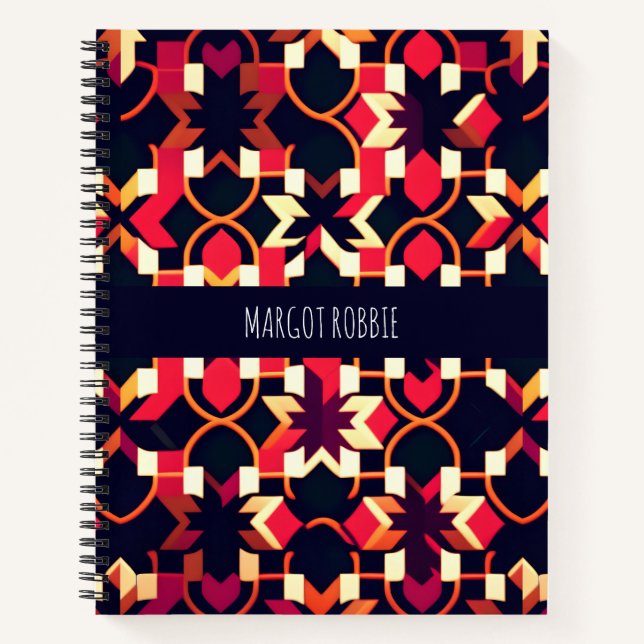 Modern twitch Red Black Geometric Pattern Notebook (Front)