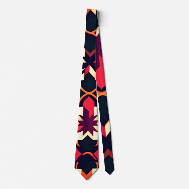 Modern twitch Red Black Geometric Pattern Tie (Front)