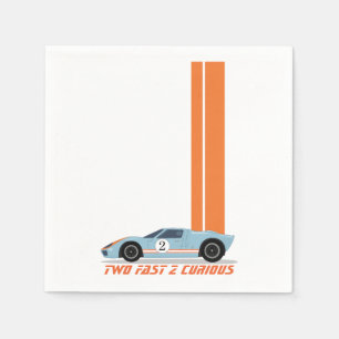 Modern Two Fast Race Car Boy 2nd Birthday Napkin