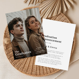 Modern Two Graduates Double Graduation Announcement