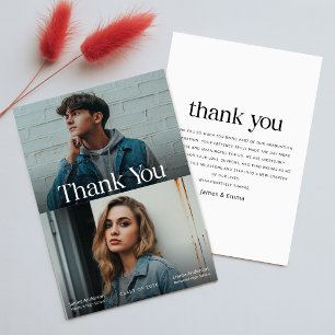 Modern Two Graduates Double Joint Graduation Thank You Card