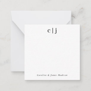 Modern Two Initial Monogram Couple Stationery Card