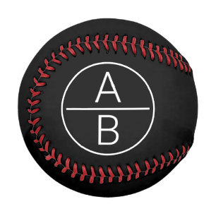 Modern Two Initials Monogram Baseball