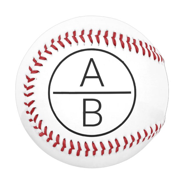 Modern Two Initials Monogram Baseball (Front Left)