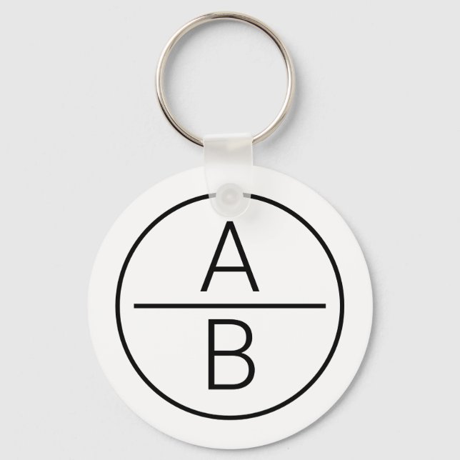 Modern Two Initials Monogram Key Ring (Front)