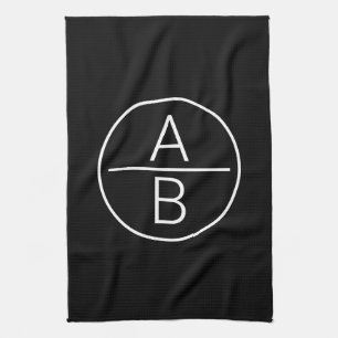Modern Two Initials Monogram Tea Towel