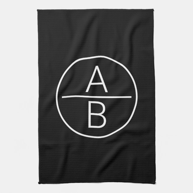 Modern Two Initials Monogram Tea Towel (Vertical)