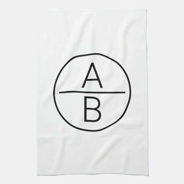 Modern Two Initials Monogram Tea Towel (Vertical)