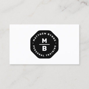 Modern Two Letter Monogram Black Emblem Business Card