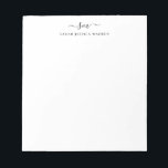 Modern Two Monogram Initial Girly Script Swash Notepad<br><div class="desc">Elegant Two Monogram Initial Girly Script Swash Black Personalised Notepad</div>