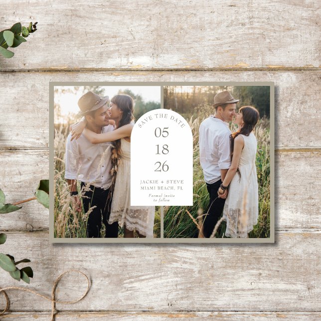 Modern Two Photo Arch Wedding Save The Date (Modern Two Photo Arch Wedding Save The Date)