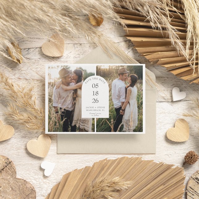 Modern Two Photo Arch Wedding Save The Date (Modern Two Photo Arch Wedding Save The Date)