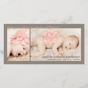 Modern Two Photo Baby Girl Birth Announcement