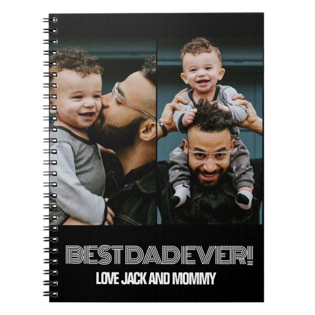 Modern Two Photo Collage Best Dad Ever Notebook (Front)