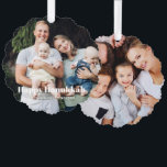 Modern two photo double sided custom text Hanukkah Tree Decoration Card<br><div class="desc">Modern two photo double sided custom text Hanukkah Ornament Card.
Custom photo image or picture with fully customisable white text on front side and custom second photo on the back.


Photo credit freepik</div>