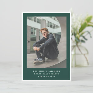 Modern Two Photo Green and White Graduation Party Invitation